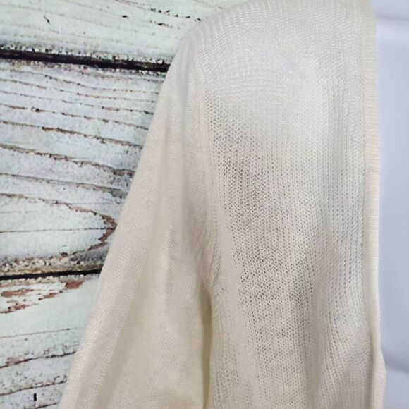 Banana Republic Women’s 100% Linen Ivory Open Knit Cropped Cardigan Sweater XS - Picture 3 of 5